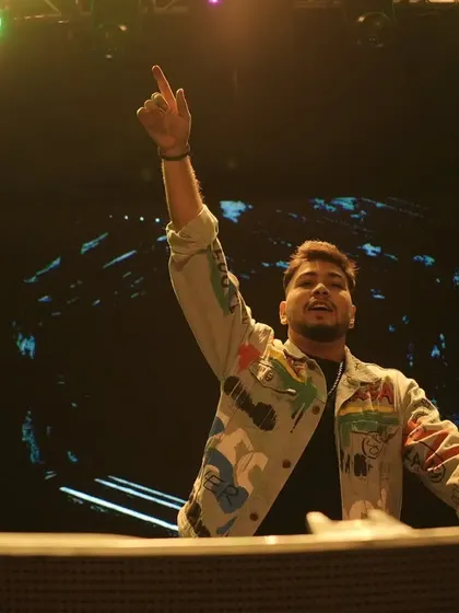 A triumphant pose on stage. Every successful gig feels like a victory.