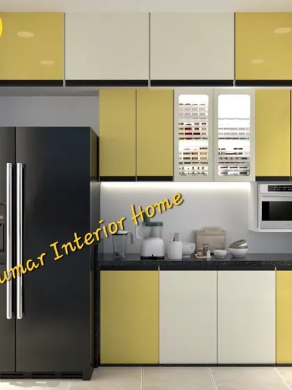 This kitchen design shows how we integrate a large refrigerator and a built-in microwave into the modular cabinetry for a seamless look.