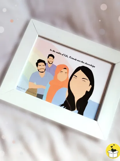 This friendship-themed illustration features the quote "In the cookie of life, Friends are the chocochips." It's a sweet and personal gift for your best friends.