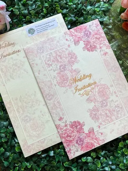 A duplicate of ID 121, this simple and elegant pink peony invitation is a versatile choice for any modern wedding.
