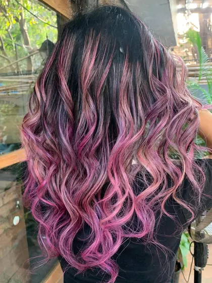The back view of this pink hibiscus look. The curls show off the beautiful blend of pinks. (No filter)