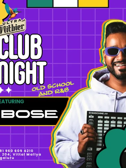A retro, colorful poster for a Club Night featuring Old School and R&B.