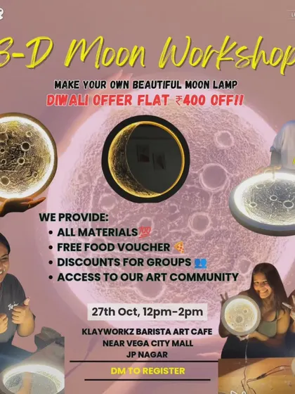 Our Diwali special offer for the 3D Moon Workshop, a perfect festive activity to create a beautiful lamp for your home.