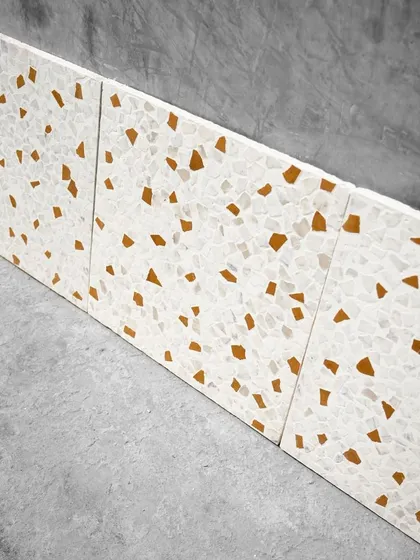 A row of our leather-finish tiles, perfect for creating textured walls or floors.