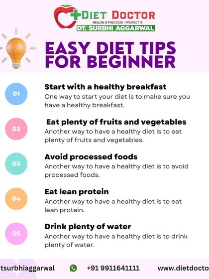 For beginners, starting a diet can feel overwhelming. I simplify it with these five easy tips: start with a healthy breakfast, eat plenty of produce, avoid processed foods, eat lean protein, and drink lots of water.