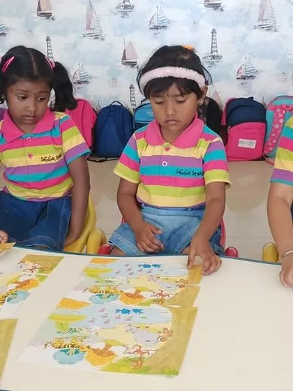 Our shining stars work as a team to complete their puzzles. We encourage a collaborative learning environment where students help one another succeed.
