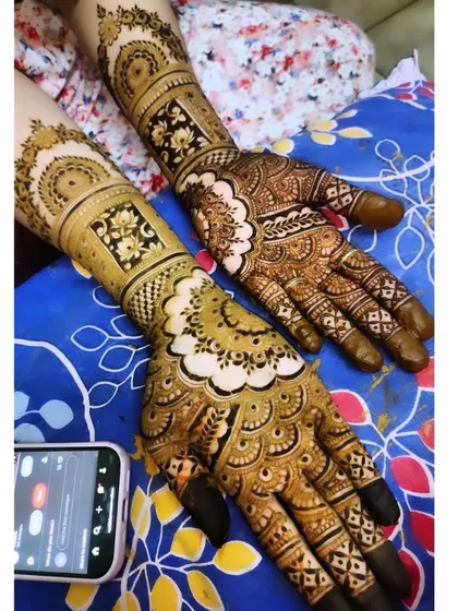 An intricate design perfect for festivals, with a mix of traditional motifs and negative space.