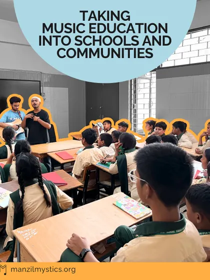 We take music education into diverse school environments, adapting our methods to fit the space and the students. Here, two fellows lead a session, demonstrating collaboration and shared leadership.