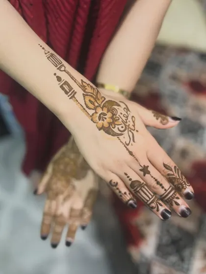 Another angle of the Ramadan-themed henna. The design is a beautiful way to celebrate the holy month.