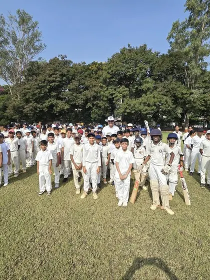 A group photo with the U-12 aspirants at the New Panvel selection trials. The journey for these young players starts now.