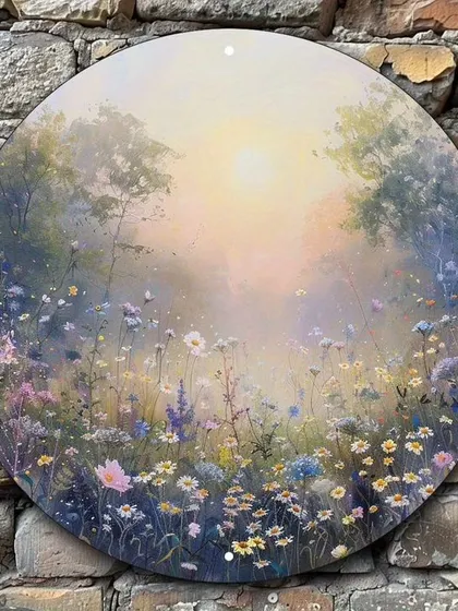 Our collection of circular landscape paintings offers a unique perspective on nature. These pieces, depicting everything from serene meadows and tranquil lakes to rustic farmhouses, are perfect for creating a charming focal point on any wall.