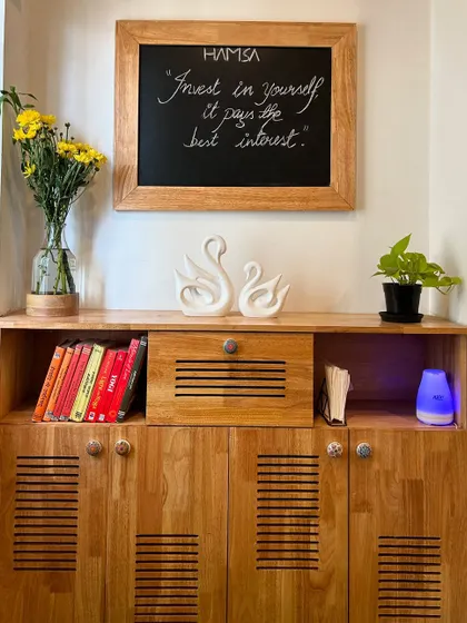 An inspirational corner in our studio, reminding you to invest in yourself.
