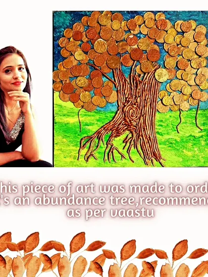 Presenting a made-to-order Abundance Tree. As a Vaastu painting, its placement in the home is just as important as its creation, helping to activate the wealth corner of your space.