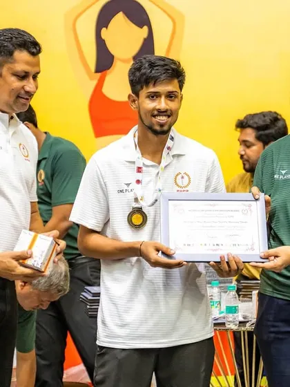 A player receives his medal and certificate at the PSPB Summer Camp. We are proud to provide the platform for the next generation of champions to train and compete.