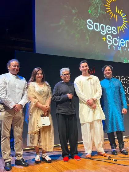 On stage with Deepak Chopra at the Sages and Scientists Symposium at Harvard University, where I premiered my new song 'Shankara'.