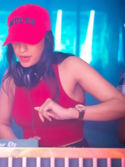 In the zone with my headphones on, getting ready to drop the next banger for the Kolkata crowd.