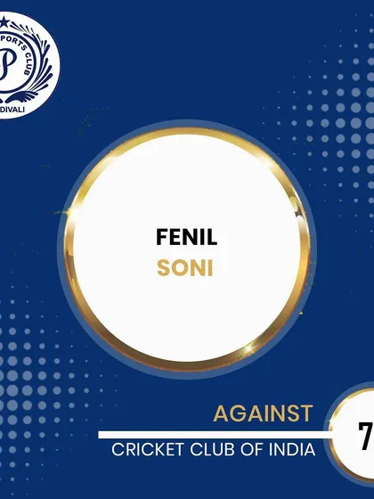 Fenil Soni scored a well-played 76 runs against the Cricket Club of India in the Purshottam Shield.