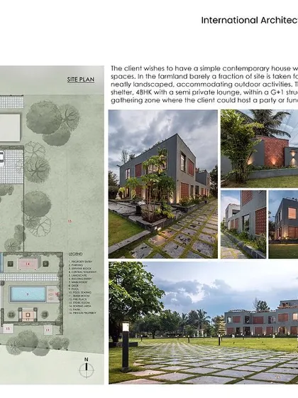 The site plan and conceptual images from our award submission, illustrating the overall layout and key features of the farmhouse property.