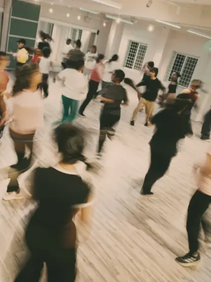 A high-energy, motion-filled shot from the Trinity Series workshop. This captures the dynamic and fast-paced nature of our dance sessions.
