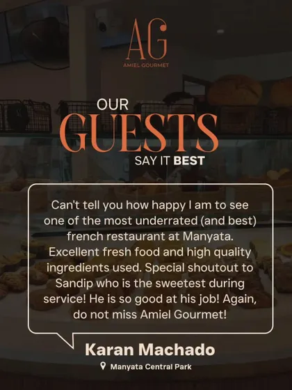 Building trust, one review at a time. Karan's review for my Manyata location praises the excellent fresh food and high-quality ingredients. It makes me so happy to see this feedback.