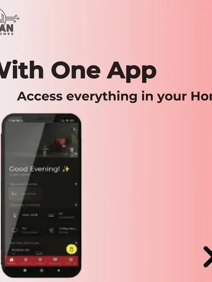 With one app, you can access everything in your home. This graphic demonstrates the journey from our app to our smart switches and locks, all integrated into a single, seamless ecosystem.