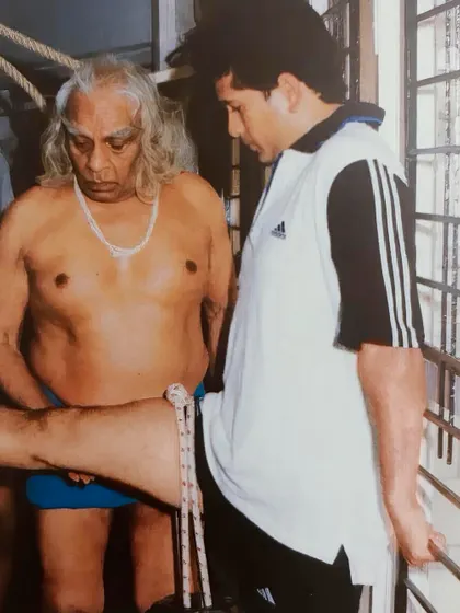 The teachings of my Guru, B.K.S. Iyengar, have been sought by people from all walks of life, including distinguished athletes like Sachin Tendulkar. Guruji's profound knowledge of the body allowed him to apply yogic principles to treat injuries, enhance performance, and instill discipline.