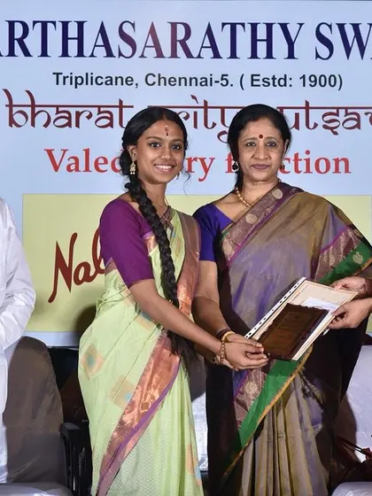 A proud moment for our Ambalam family. My student receiving the "best performer award" from the prestigious Parthasarathy Swami Sabha. Such recognition fuels our commitment to this art form.