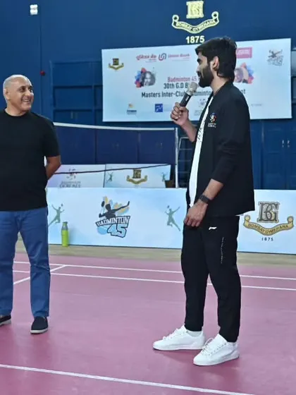 Former World No. 1 Srikanth Kidambi addressing the participants at the GD Birla tournament. We leverage our network to bring in star players for guest appearances.