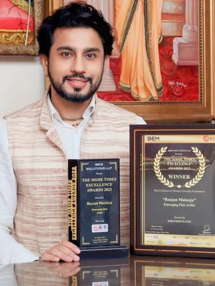 The MSME Times Excellence Award 2023 for 'Emerging Fine Artist'. A wonderful recognition of my work and progress.
