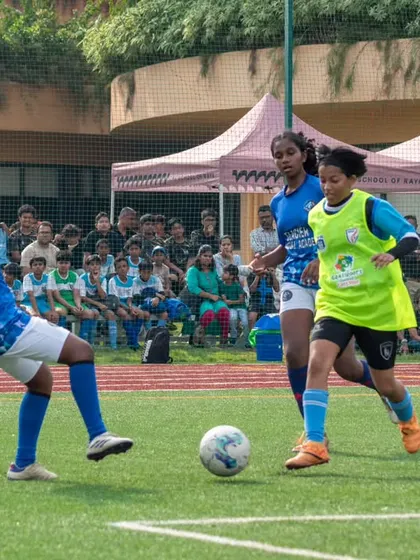 The women's league is a core part of my tournaments. Here, you can see the skill and intensity on display as two players compete for the ball, showcasing the growth of women's football in Bengaluru.