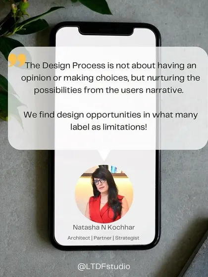 A message from our partner and strategist, Natasha N. Kochhar. She believes the design process is about nurturing possibilities from the user's narrative and finding opportunities in what many see as limitations.