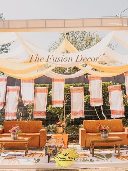I believe in honoring tradition with elegance. This Assamese Haldi ceremony setup features authentic Gamcha drapes under a beautiful canopy, creating a space that is both culturally rich and visually stunning. It’s a heartfelt nod to heritage, designed for today’s celebrations.