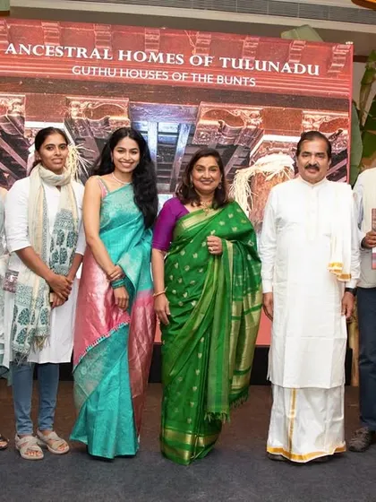 A group photo with some of the team and guests who made the "Ancestral Homes of Tulunadu" book and its launch a grand success.