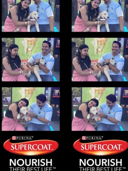 A classic photo strip from our booth at PetFed Mumbai for the brand Supercoat. The format allows for multiple fun poses, perfectly capturing the joyful interactions between pets and their owners.