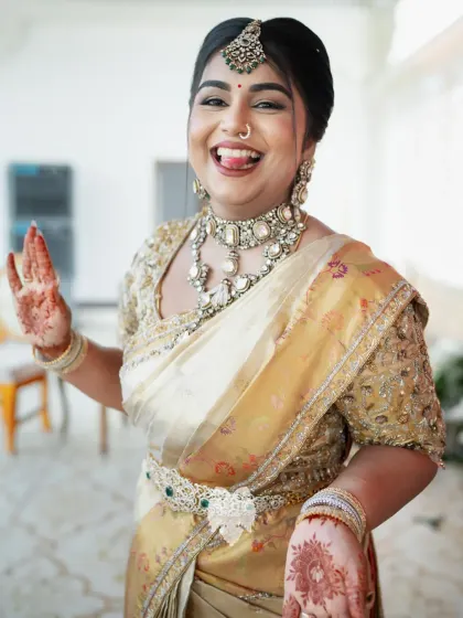 A happy moment of Deepika at the wedding.