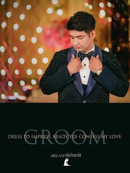 A portrait of groom Vansh looking sharp and ready to confess his love at the ring ceremony.