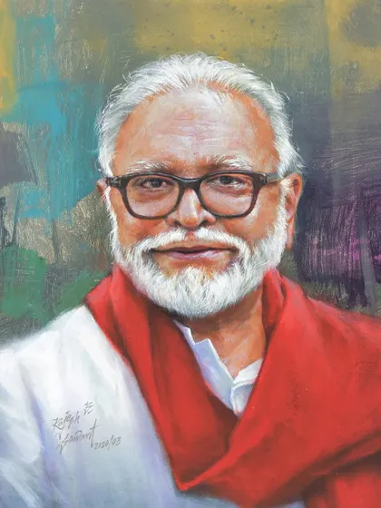 Another version of the portrait of Hon. Shri Chhagan Bhujbal, celebrating his 75th birthday.