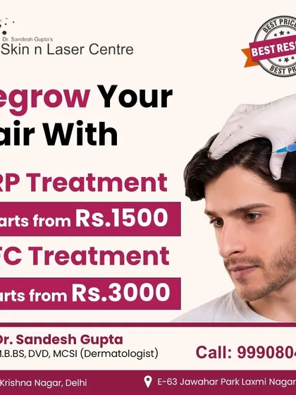 I believe in transparency. This shows the starting prices for my non-surgical hair regrowth treatments, PRP and GFC. These are powerful options for those who want to tackle hair thinning and hair fall without surgery.