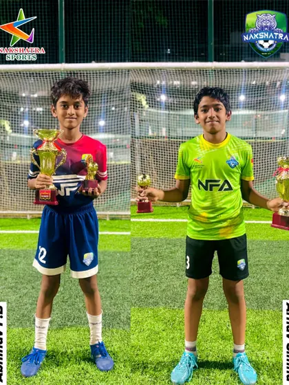 Celebrating individual brilliance. Congratulations to Abhinav for winning Best Player and Arnav for winning Best Goalkeeper of the tournament.