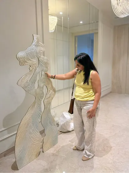 The final touches during installation. I am usually involved in this final step to ensure the piece fits perfectly in the space.
