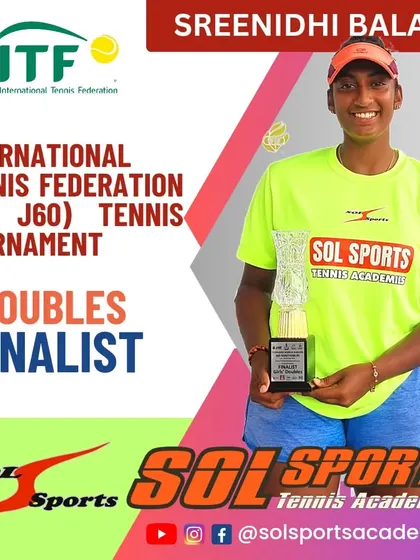 We congratulate Sreenidhi Balaji on securing the finalist trophy at the prestigious Thailand World Juniors J60 Tennis Tournament. Her dedication shines on the court.