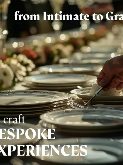 A graphic showcasing our bespoke experiences for both intimate and grand events.