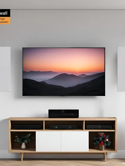 The Theory IW25 is a fully-enclosed, high-performance in-wall loudspeaker. As shown here flanking a television, it provides a clean, minimalist aesthetic while delivering powerful audio for your living space.
