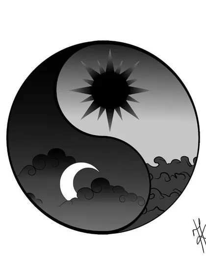 A yin-yang symbol representing the balance of opposites: sun and moon, day and night. It's a reminder that everything in life needs balance to be whole.