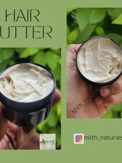 My homemade Hair Butter, a rich and nourishing treatment for your hair. It helps enhance hair growth by activating follicles, controlling hair fall, and making your hair stronger.