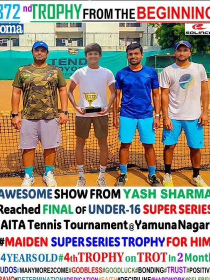 Awesome show from Yash Sharma, reaching the final of the U-16 Super Series AITA Tournament. This was his 4th trophy in just 2 months.