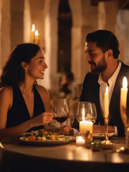 A couple shares an intimate moment during our New Year's celebration, showcasing how we make festive occasions feel personal and romantic.