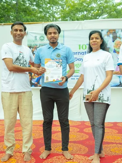 A proud moment, being recognized for my contribution to the Yoga Day event.