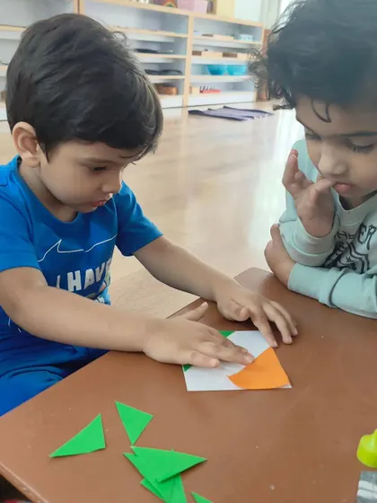 Learning about our nation's history through art. For Independence Day, the children worked together on crafts that helped them understand the significance of the day and the beauty of the country they belong to.