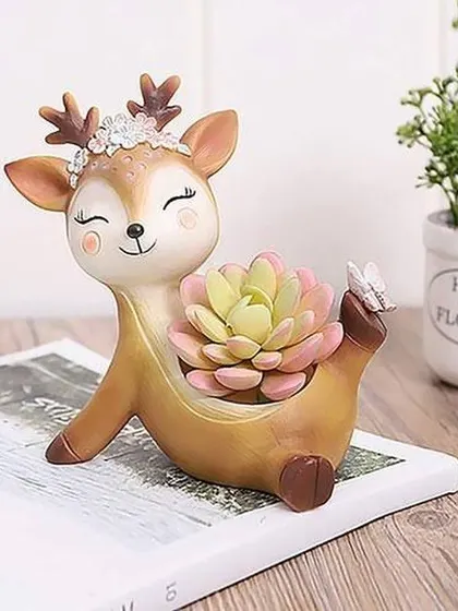 This cheerful deer resin planter is one of our most adorable options for succulents. It's a small pot that brings a lot of personality to a small space.